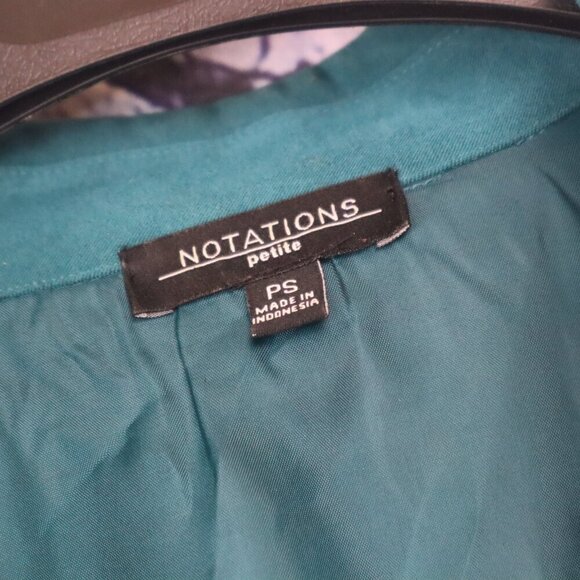 TEAL MICROFIBER BLAZER PS Notations Pleated Faux Suede Bright Spring Office Work - Picture 5 of 13